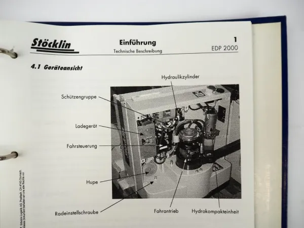 Stöcklin EDP2000 Elektro-Hubwagen Bedienungsanleitung Ersatzteilkatalog 1997
