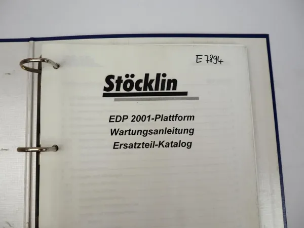 Stöcklin EDP2001-P Elektro-Hubwagen Wartungsanleitung Ersatzteilkatalog 2001