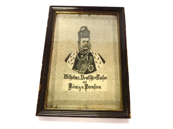 Stoffbild gewebt Nürtingen 1872 Wilhelm I. Kaiser König von Preußen
