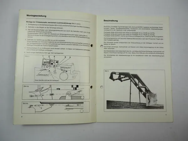 Stoll ALN ALS Super1 Einfahr Frontlader Betriebsanleitung Anbau 1984