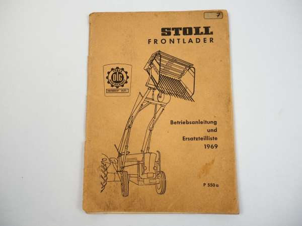 Stoll Frontlader Grösse N S Betriebsanleitung Ersatzteilliste 1969