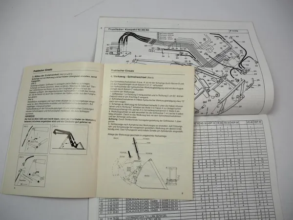 Stoll Frontlader Robust HE HD HDP Betriebsanleitung Anbau Ersatzteilliste 1992