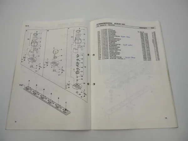 Stoll M 240 280 DS DSC Scheibenmähwerk Betriebsanleitung Ersatzteilliste 1995