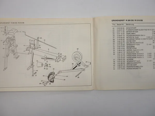 Stoll R285DS R315DS Schwader Bedienungsanleitung Ersatzteilliste 1995