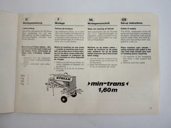 Stoll R335DS R415DS Schwader Bedienungsanleitung Ersatzteilliste 1994