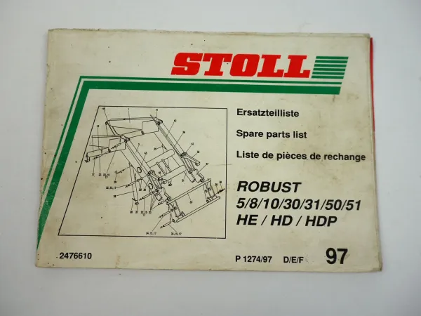 Stoll Robust 5 8 10 30 31 50 51 HE HD HDP Ersatzteilliste Spare Parts List 1997