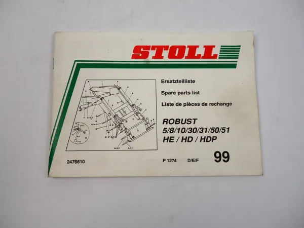 Stoll Robust 5 8 10 30 31 50 51 HE HD HDP Ersatzteilliste Spare Parts List 1999