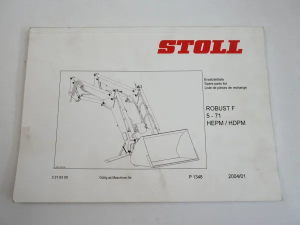 Stoll Robust F 5-71 HEPM HDPM Ersatzteilliste Spare Parts List 2004
