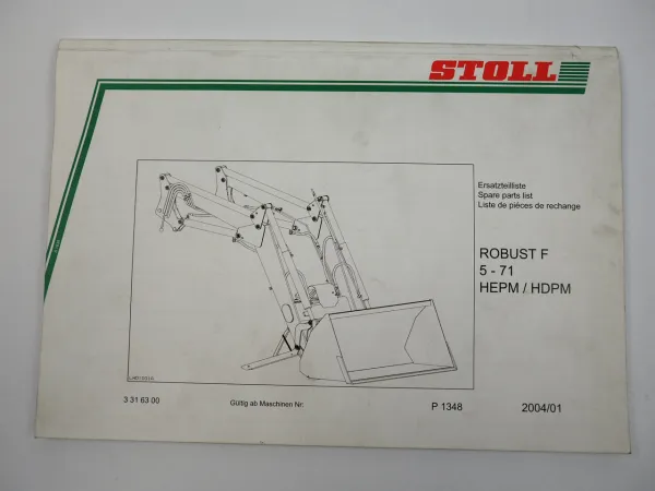 Stoll Robust F 5-71 HEPM HDPM Frontlader Ersatzteilliste Parts List 2004