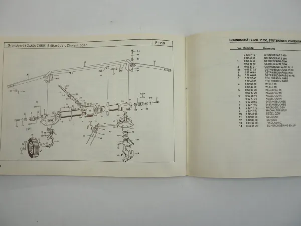 Stoll Z450D Z550D Zettwender Bedienungsanleitung Ersatzteilliste 1995