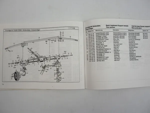 Stoll Z450D Z550D Zettwender Bedienungsanleitung Ersatzteilliste 1997