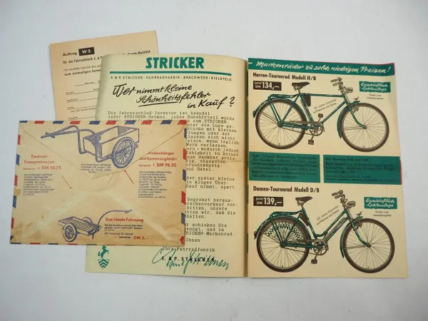 Stricker Fahrradfabrik Brackwede Bielefeld Fahrräder Prospekt 1950er Jahre