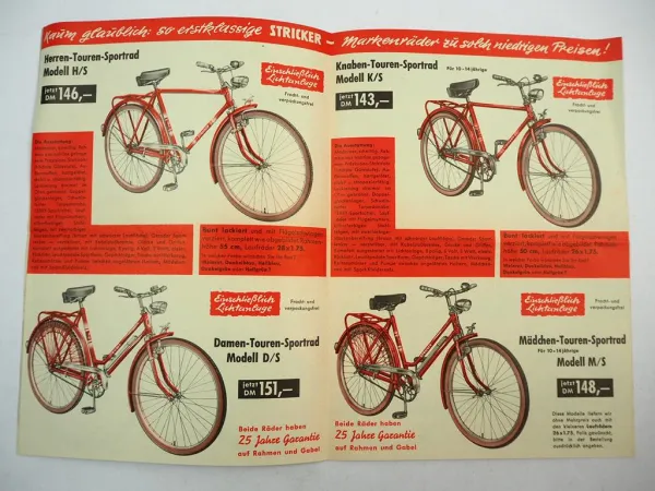 Stricker Fahrradfabrik Brackwede Bielefeld Fahrräder Prospekt 1950er Jahre