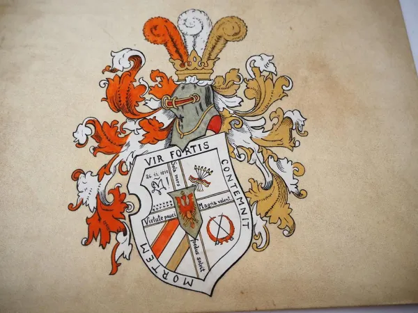Studentika Album ( leer ) handgemaltes Wappen Corps Marchia Berlin