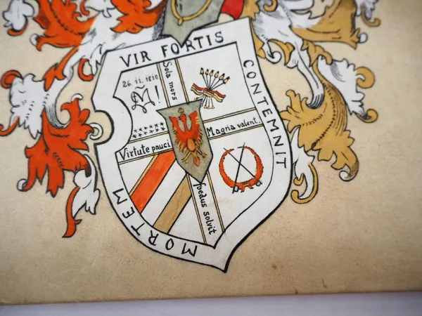 Studentika Album ( leer ) handgemaltes Wappen Corps Marchia Berlin