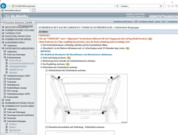 Subaru Forester 2013 2014 2015 Werkstatthandbuch Reparaturanleitung