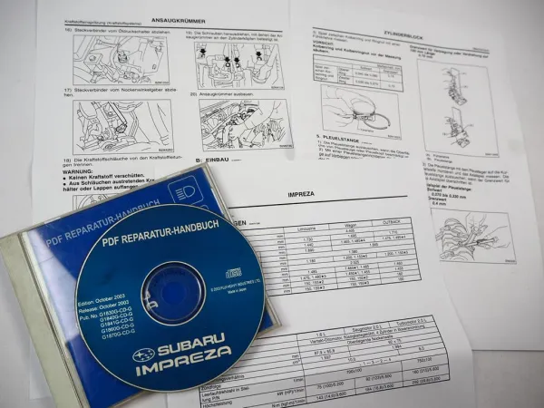 Subaru Impreza 2001 2002 2003 2004 Werkstatthandbuch Original Reparaturanleitung