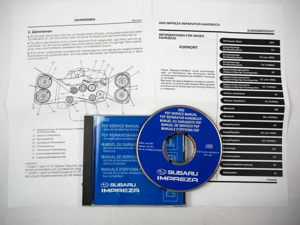 Subaru Impreza 2002 Konstruktion & Technik Schulung zum Werkstatthandbuch
