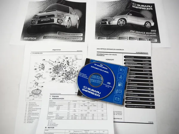Subaru Impreza STi 2002 Reparaturanleitung Ergänzung zum Werkstatthandbuch