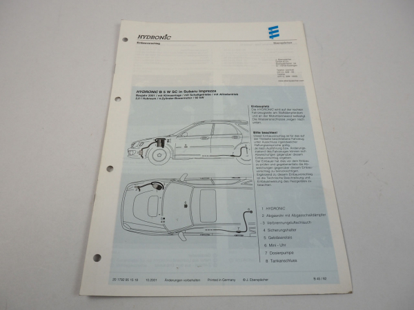 Subaru Imprezza Bj. 2001 Eberspächer Hydronic B5WSC Einbau Heizgerät