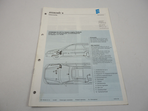 Subaru Legacy Outback Bj. 2001 Eberspächer Hydronic B5WS Einbau Heizgerät