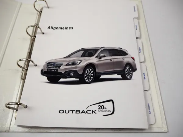 Subaru Outback 2015 Schulung Fahrzeugtechnik Aufbau Funktion Service Training