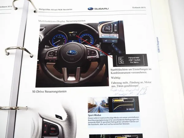 Subaru Outback 2015 Schulung Fahrzeugtechnik Aufbau Funktion Service Training