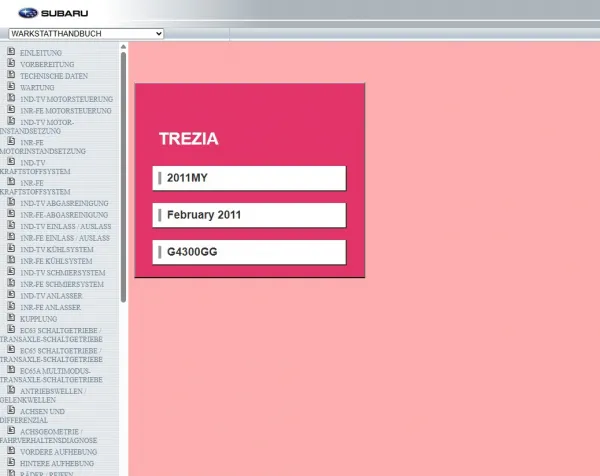 Subaru Trezia 2011 Werkstatthandbuch Reparaturanleitung