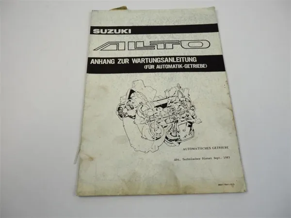 Suzuki Alto Anhang zur Wartungsanleitung für Automatik-Getriebe 1983