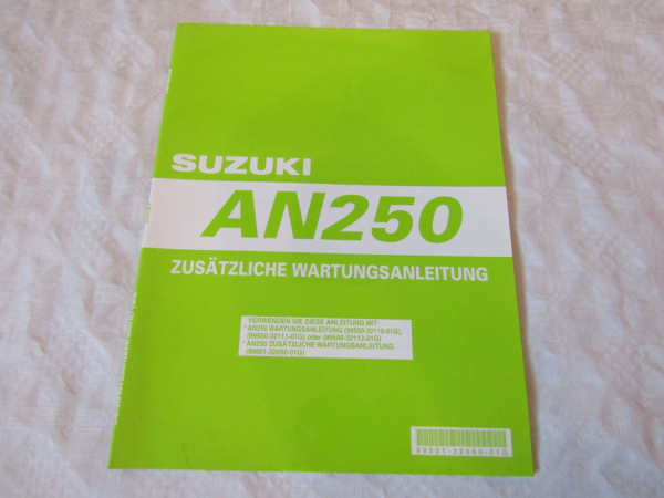 Suzuki AN250 Ergänzung Nachtrag zum Werkstatthandbuch 1999