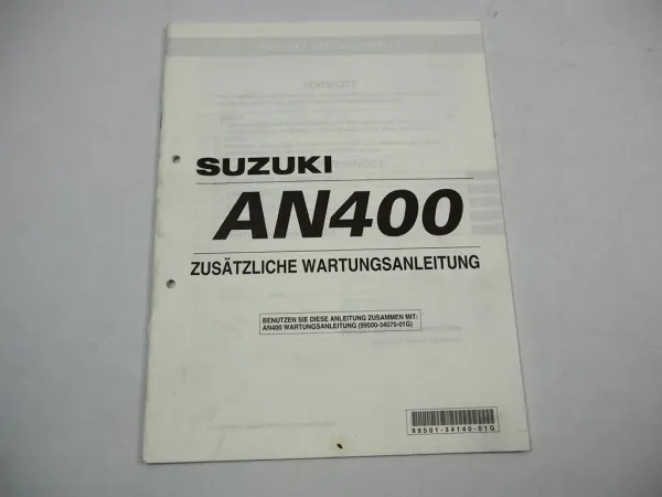 Suzuki AN400 K1 Werkstatthandbuch 2001 Ergänzung zur Reparaturanleitung Wartung