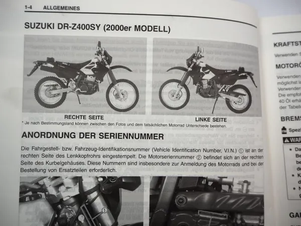 Suzuki DR-Z 400S Werkstatthandbuch 2000 Reparaturanleitung Wartungsanleitung