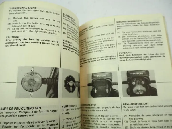 Suzuki DR250S Fahrerhandbuch Betriebsanleitung F 1984 Schaltplan 4 Sprachen