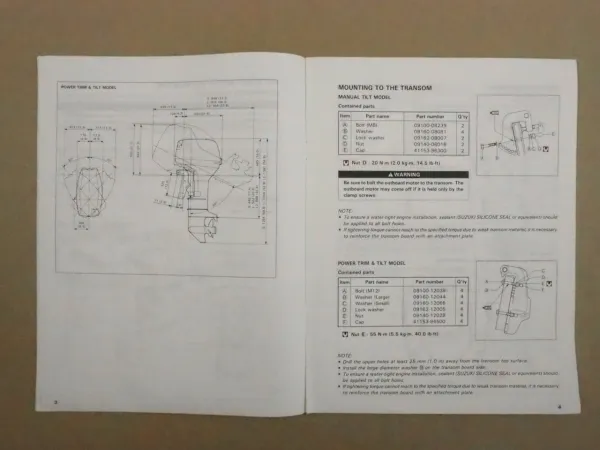 Suzuki DT40 Outboard Motor Set-Up Manual for 1998 Model