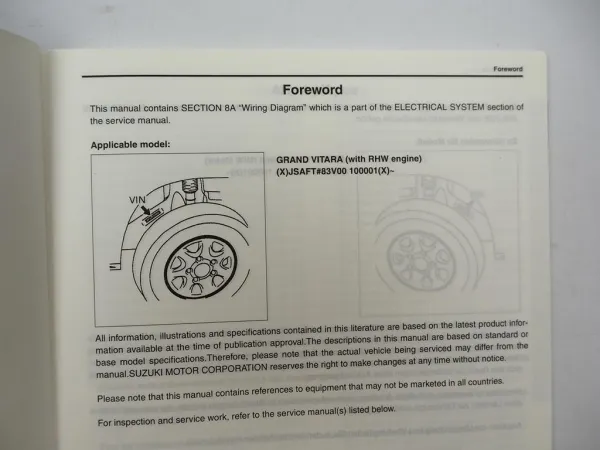 Suzuki Grand Vitara RHW Elektrik Schaltpläne 2003 Werkstatthandbuch Verkabelung