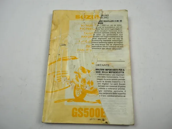 Suzuki GS500E Fahrerhandbuch Betriebsanleitung Handleiding R 1993 Manuel du proprietaire
