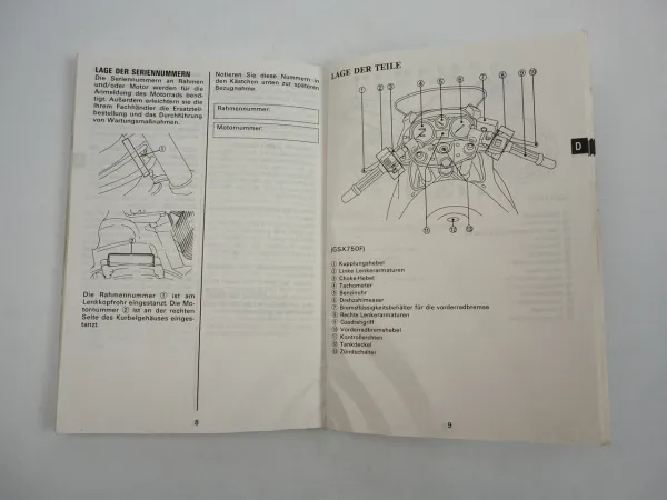 Suzuki GSX750F GSX600F Fahrerhandbuch Betriebsanleitung Owners Manual 1995