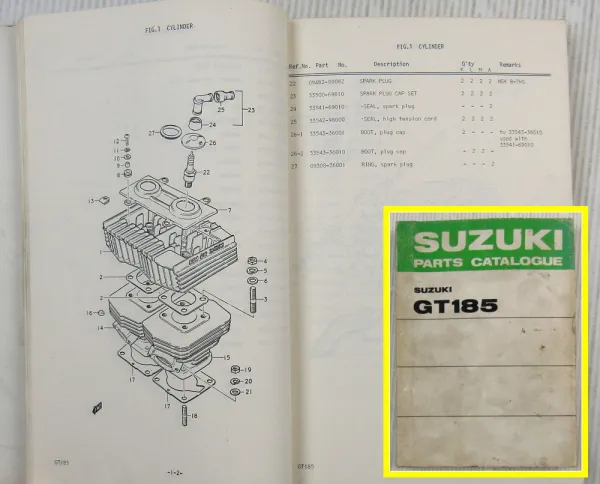 Suzuki GT185 K L M A Motorcycles E1 Spare Parts Catalogue List 1975
