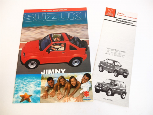 Suzuki Jimny Limousine Cabrio PKW Prospekt Preisliste 2000/03