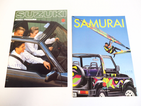 Suzuki Modell Programm und Samurai PKW 2x Prospekt 1990/93