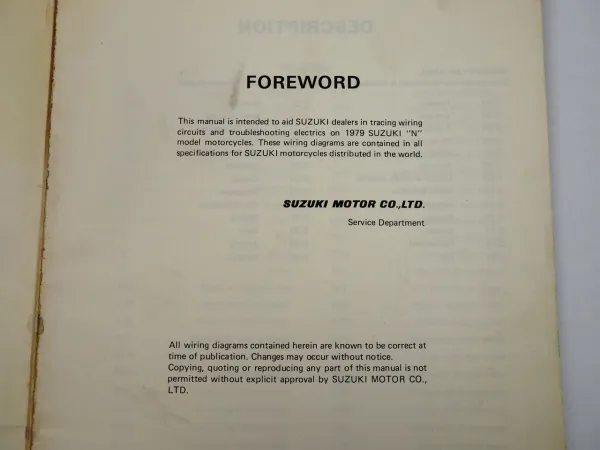 Suzuki N Motorrad Schaltpläne Wiring Diagrams models 1979