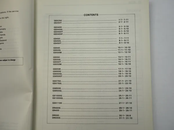 Suzuki Service Data 4 Stroke Engines BJ 1981