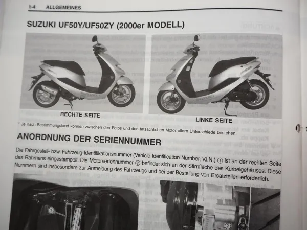 Suzuki UF50 Werkstatthandbuch ab2000 Reparaturanleitung Wartungsanleitung Roller