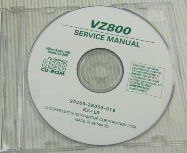 Suzuki VZ800 Marauder K5 K9 Werkstatthandbuch Reparaturanleitung 2005-2010 CD