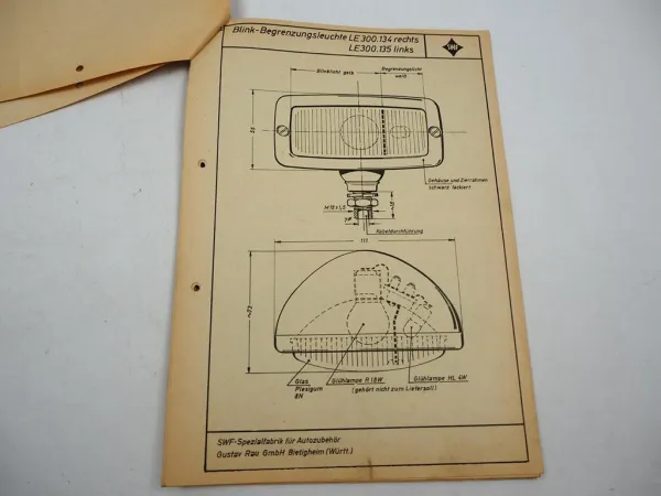 SWF Spezialfabrik für Autozubehör Rundschreiben Blinkanlagen für Schlepper 1961