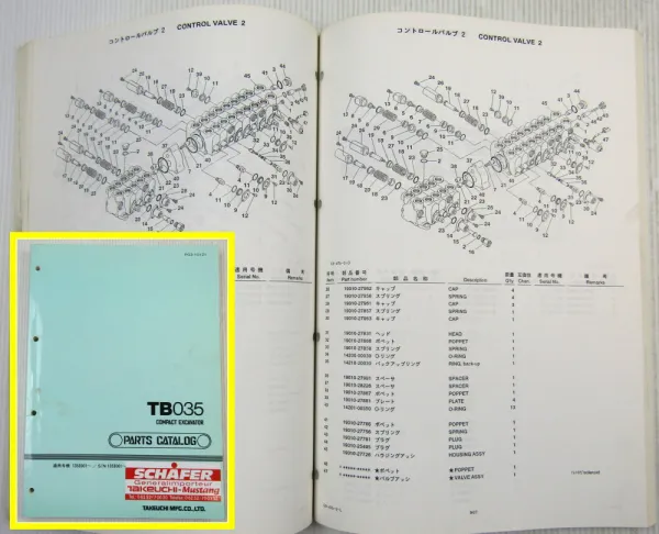 Takeuchi TB035 Compact Excavator Spare Parts Catalog List 06/1991