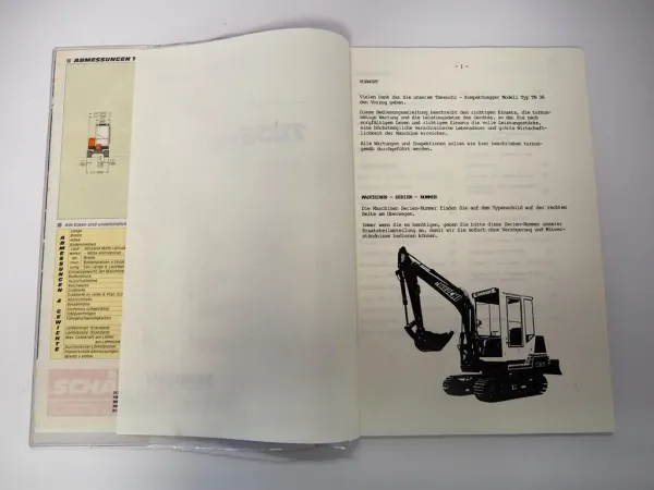 Takeuchi TB36 Raupenbagger Betriebsanleitung Bedienungsanleitung 1980/90er Jahre