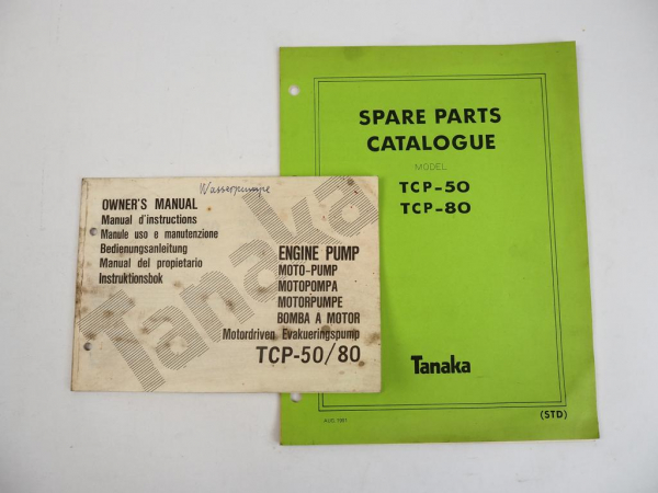 Tanaka TCP 50 80 Kreiselpumpe Bedienungsanleitung Ersatzteilliste 1991