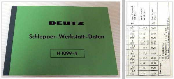 Taschenbuch Deutz Schlepper Werkstatt-Daten Werkstatthandbuch 1960