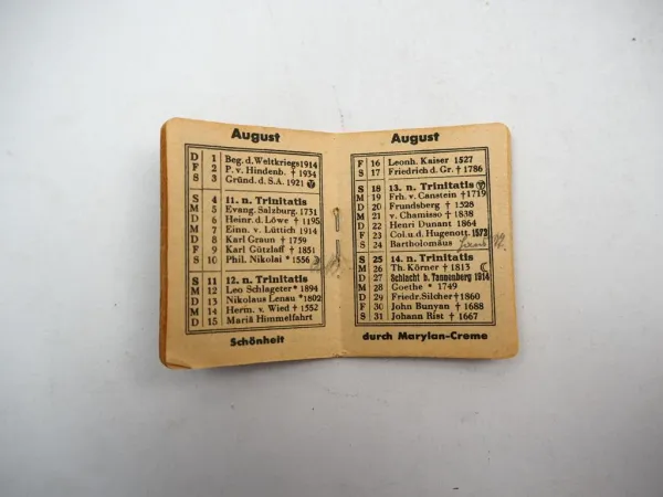 Taschenkalender Marylan Creme Seife Werbung Berlin 1940